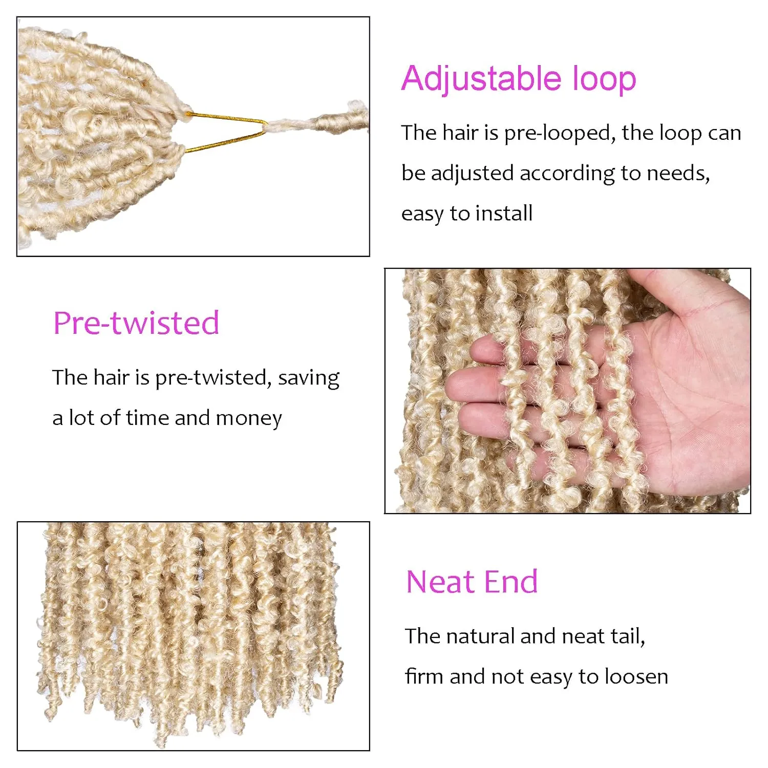 ZRQ Butterfly Locs Crochet Hair 30 Inch 6Packs Blonde Distressed Faux Locs Pre-Looped Long Butterfly Locs Crochet Hair Synthetic Soft Locs Crochet Braids Hair Extension for Women (30 Inch, 613#）